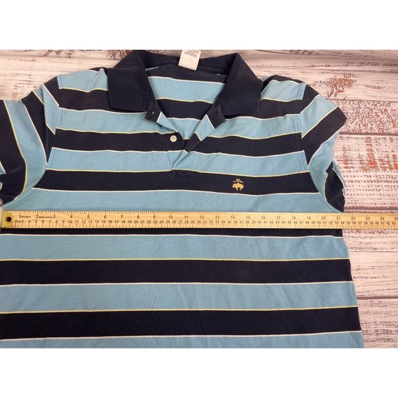 Brooks Brothers Navy Blue Striped Polo Short Sleeve sz Large L Mens - Picture 3 of 5